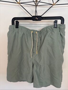 Laguna B Men's Olive Swim Trunks with Rope Drawstring
